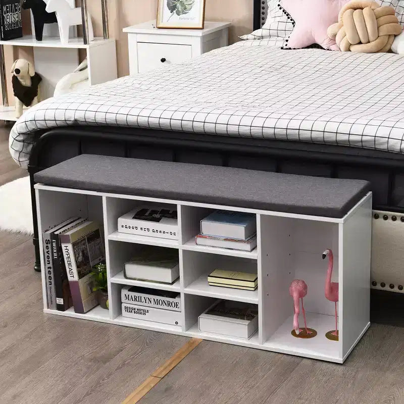 Banc de rangement pour chaussures Costway avec coussin, 10 compartiments, réglable