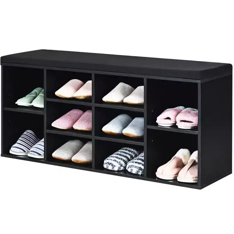 Banc de rangement pour chaussures Costway avec coussin, 10 compartiments, réglable