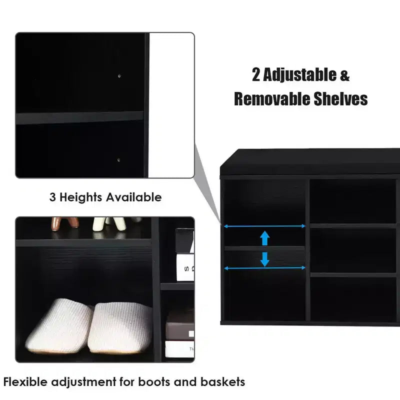 Banc de rangement pour chaussures Costway avec coussin, 10 compartiments, réglable