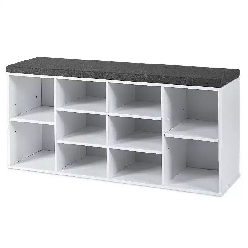 Banc de rangement pour chaussures Costway avec coussin, 10 compartiments, réglable