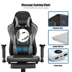 Chaise de bureau de jeu Costway Racing à dossier haut avec repose-pieds noir