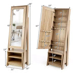 Meuble à Bijoux Costway Grande Armoire Pleine Longueur 2-en-1 Miroir sur Pied Organiseur