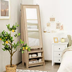 Meuble à Bijoux Costway Grande Armoire Pleine Longueur 2-en-1 Miroir sur Pied Organiseur
