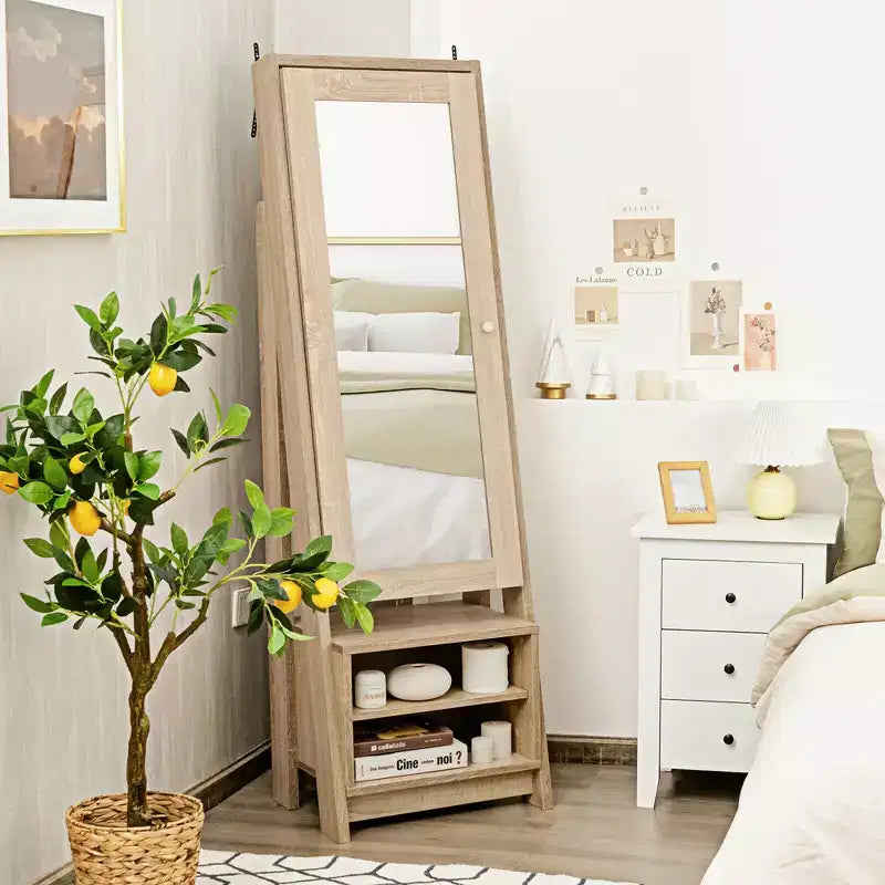 Meuble à Bijoux Costway Grande Armoire Pleine Longueur 2-en-1 Miroir sur Pied Organiseur
