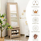 Meuble à Bijoux Costway Grande Armoire Pleine Longueur 2-en-1 Miroir sur Pied Organiseur