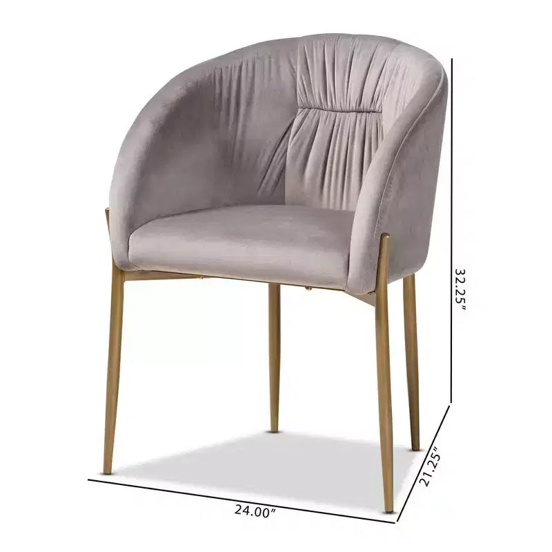 Chaise de salle à manger en métal tapissée de velours Ballard - Baxton Studio