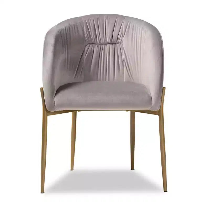 Chaise de salle à manger en métal tapissée de velours Ballard - Baxton Studio