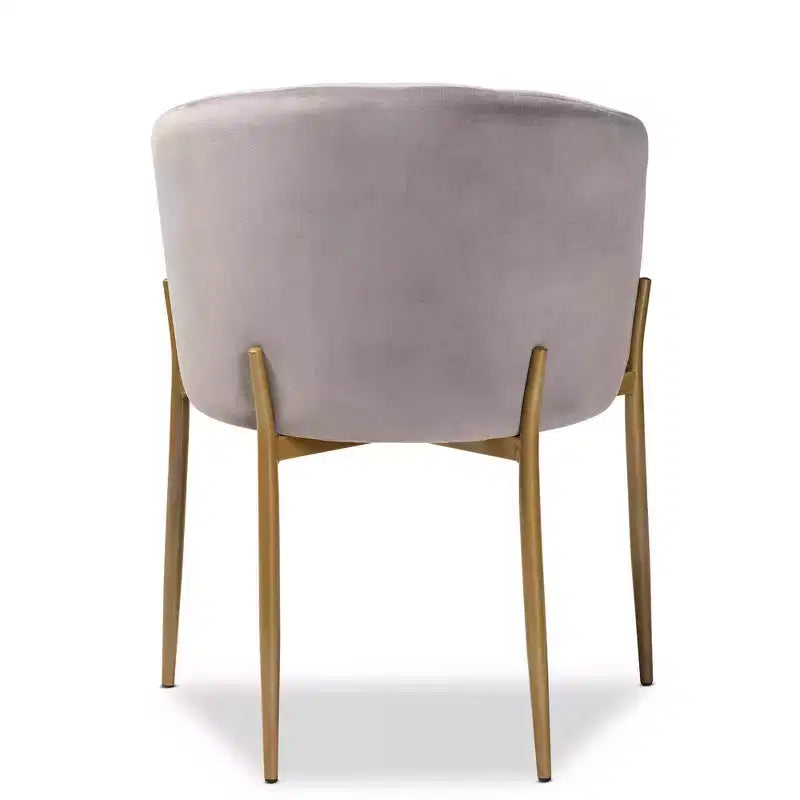 Chaise de salle à manger en métal tapissée de velours Ballard - Baxton Studio