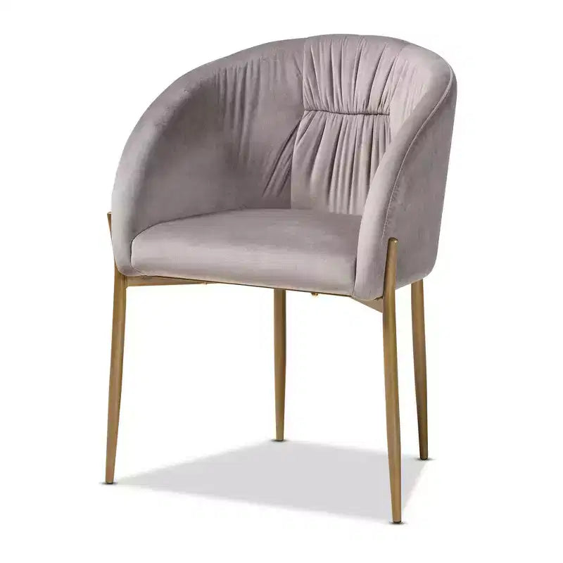 Chaise de salle à manger en métal tapissée de velours Ballard - Baxton Studio