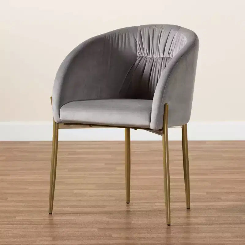 Chaise de salle à manger en métal tapissée de velours Ballard - Baxton Studio