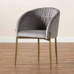 Chaise de salle à manger en métal tapissée de velours Ballard - Baxton Studio