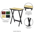 Ensemble de 4 tables de service TV Evergreen Wine Label, plateaux de canapé pliables rectangulaires, tables d'appoint décoratives faciles à ranger pour les activités à la maison