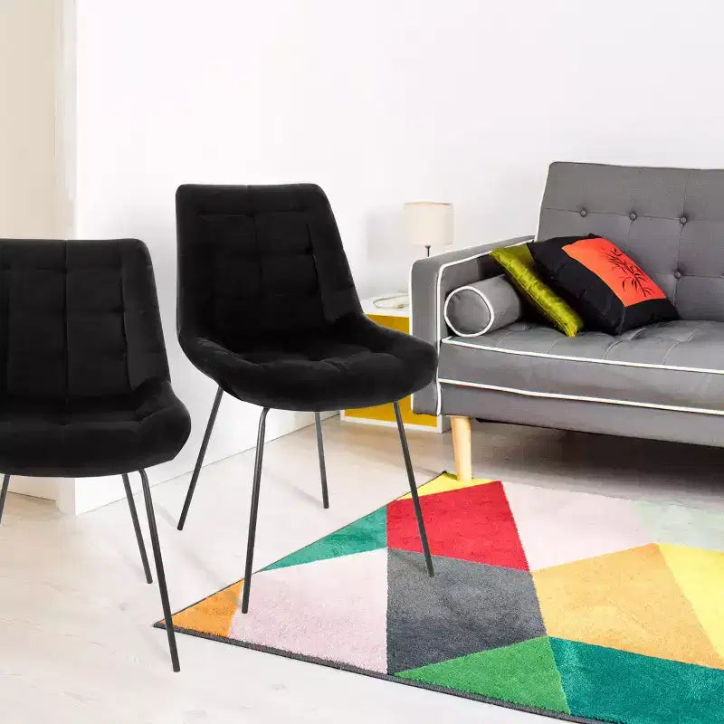 Chaise capitonnée 2 pièces Elama marron avec pieds en métal