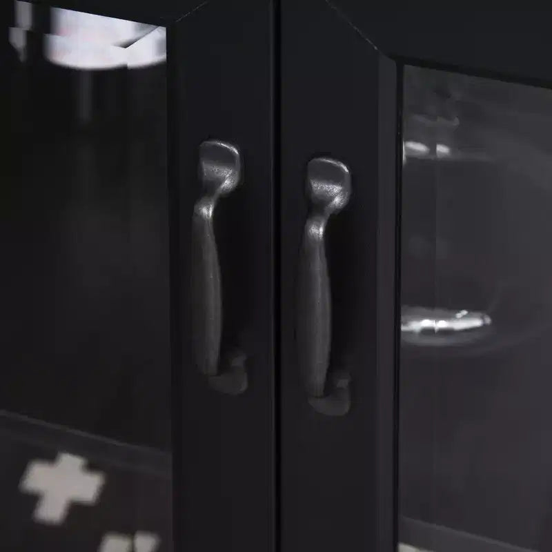 HOMCOM Armoire de rangement bibliothèque 180 cm avec étagères réglables et portes en verre pour bureau, cuisine, salon