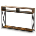 Costway Console Table with Open Shelf and Storage Compartments Steel Frame