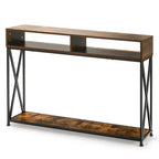 Costway Console Table with Open Shelf and Storage Compartments Steel Frame