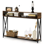 Table console Costway avec étagère ouverte et compartiments de rangement, cadre en acier