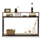 Table console Costway avec étagère ouverte et compartiments de rangement, cadre en acier