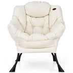 Fauteuil paresseux moderne Costway en tissu polyester avec poche latérale Bleu marine/Beige/Gris/Marron