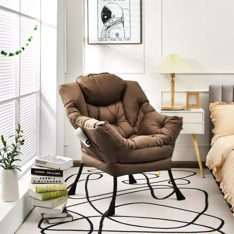 Fauteuil paresseux moderne Costway en tissu polyester avec poche latérale Bleu marine/Beige/Gris/Marron
