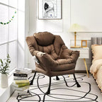 Fauteuil paresseux moderne Costway en tissu polyester avec poche latérale Bleu marine/Beige/Gris/Marron