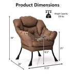 Fauteuil paresseux moderne Costway en tissu polyester avec poche latérale Bleu marine/Beige/Gris/Marron