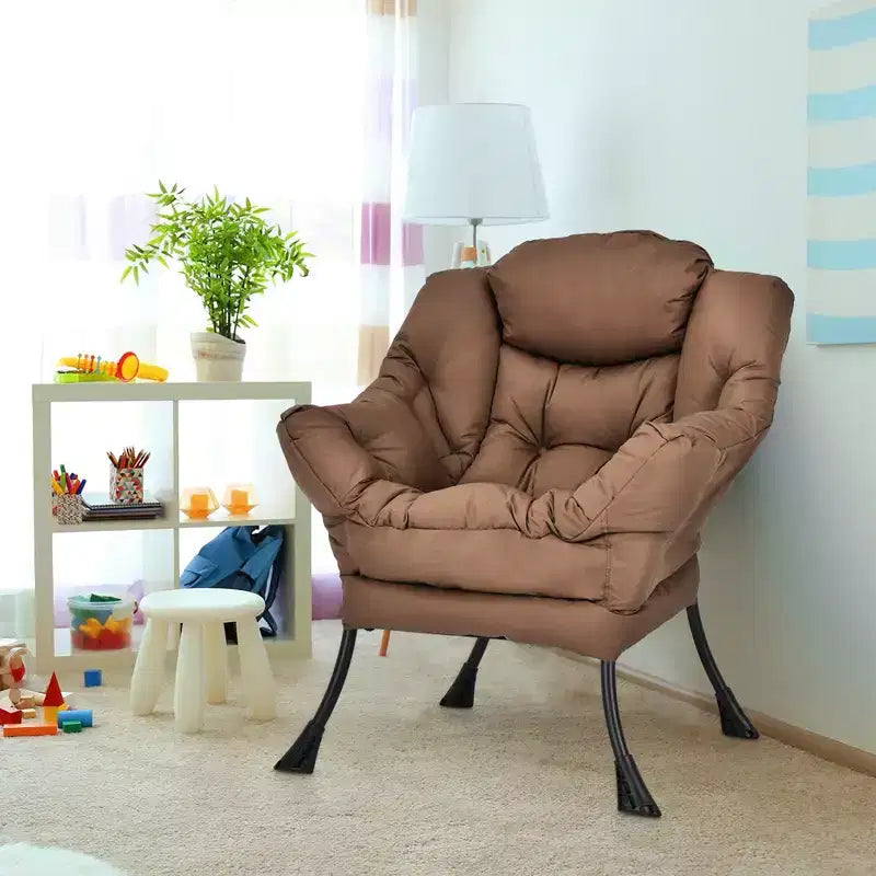 Fauteuil paresseux moderne Costway en tissu polyester avec poche latérale Bleu marine/Beige/Gris/Marron
