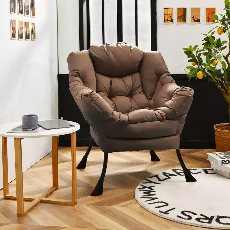 Fauteuil paresseux moderne Costway en tissu polyester avec poche latérale Bleu marine/Beige/Gris/Marron