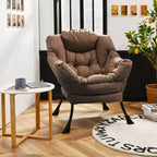 Fauteuil paresseux moderne Costway en tissu polyester avec poche latérale Bleu marine/Beige/Gris/Marron