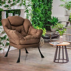 Fauteuil paresseux moderne Costway en tissu polyester avec poche latérale Bleu marine/Beige/Gris/Marron