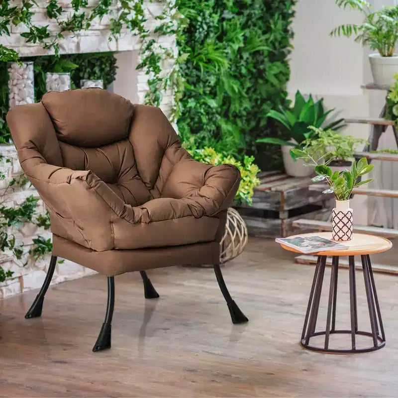 Fauteuil paresseux moderne Costway en tissu polyester avec poche latérale Bleu marine/Beige/Gris/Marron