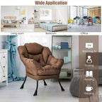 Fauteuil paresseux moderne Costway en tissu polyester avec poche latérale Bleu marine/Beige/Gris/Marron