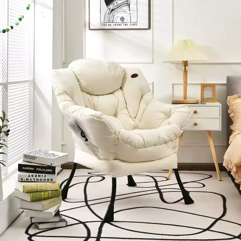 Fauteuil paresseux moderne Costway en tissu polyester avec poche latérale Bleu marine/Beige/Gris/Marron