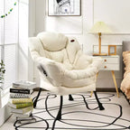 Fauteuil paresseux moderne Costway en tissu polyester avec poche latérale Bleu marine/Beige/Gris/Marron