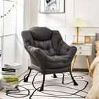 Fauteuil paresseux moderne Costway en tissu polyester avec poche latérale Bleu marine/Beige/Gris/Marron
