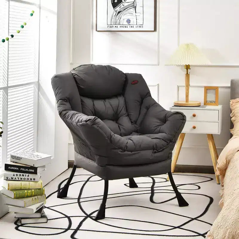 Fauteuil paresseux moderne Costway en tissu polyester avec poche latérale Bleu marine/Beige/Gris/Marron