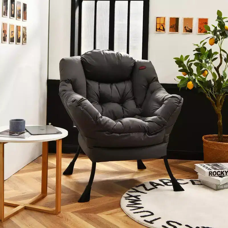 Fauteuil paresseux moderne Costway en tissu polyester avec poche latérale Bleu marine/Beige/Gris/Marron