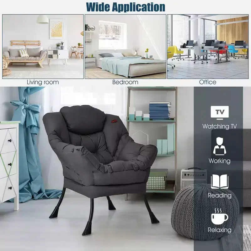 Fauteuil paresseux moderne Costway en tissu polyester avec poche latérale Bleu marine/Beige/Gris/Marron