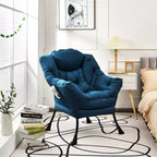 Fauteuil paresseux moderne Costway en tissu polyester avec poche latérale Bleu marine/Beige/Gris/Marron