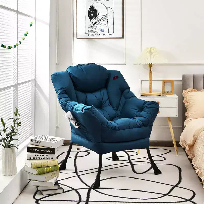 Fauteuil paresseux moderne Costway en tissu polyester avec poche latérale Bleu marine/Beige/Gris/Marron
