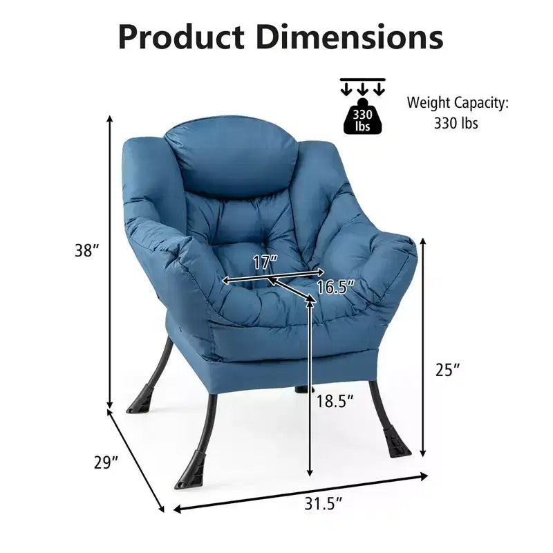 Fauteuil paresseux moderne Costway en tissu polyester avec poche latérale Bleu marine/Beige/Gris/Marron
