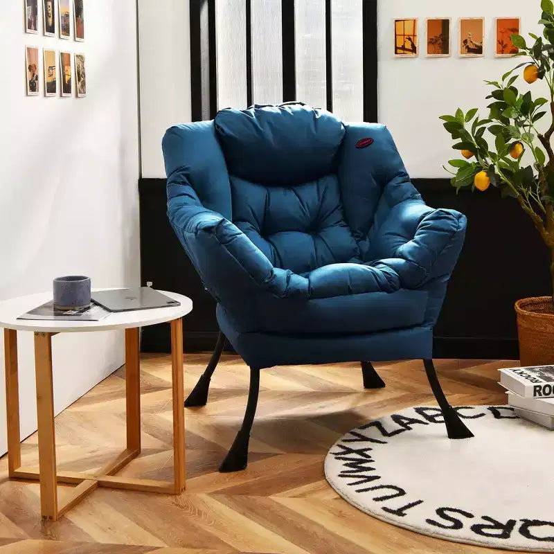 Fauteuil paresseux moderne Costway en tissu polyester avec poche latérale Bleu marine/Beige/Gris/Marron