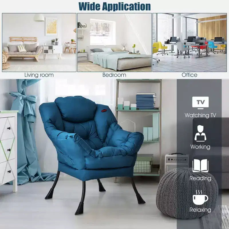 Fauteuil paresseux moderne Costway en tissu polyester avec poche latérale Bleu marine/Beige/Gris/Marron