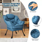 Fauteuil paresseux moderne Costway en tissu polyester avec poche latérale Bleu marine/Beige/Gris/Marron