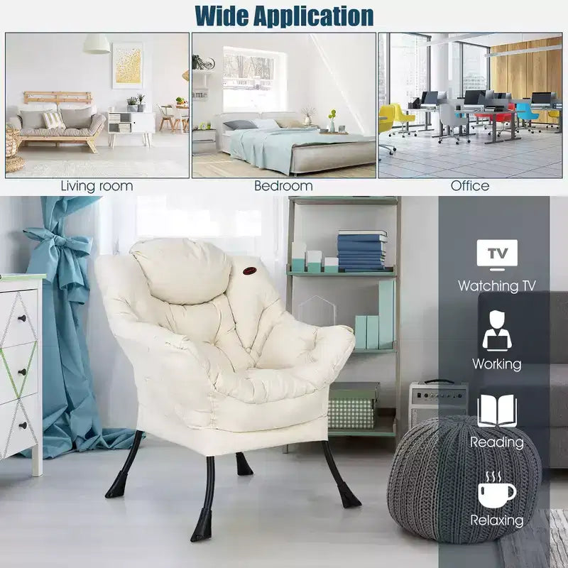 Fauteuil paresseux moderne Costway en tissu polyester avec poche latérale Bleu marine/Beige/Gris/Marron