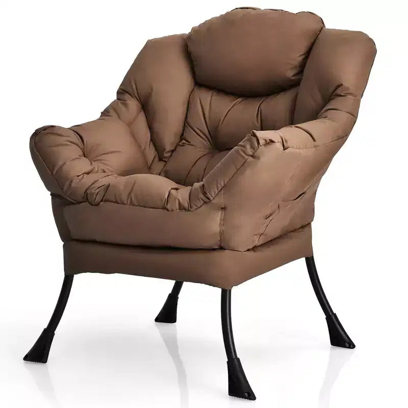 Fauteuil paresseux moderne Costway en tissu polyester avec poche latérale Bleu marine/Beige/Gris/Marron