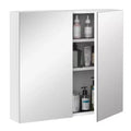kleankin Bathroom Mirrored Cabinet, 24x22 Steel Frame Medicine Cabinet, Wall-Mounted Storage Organizer with Double Doors