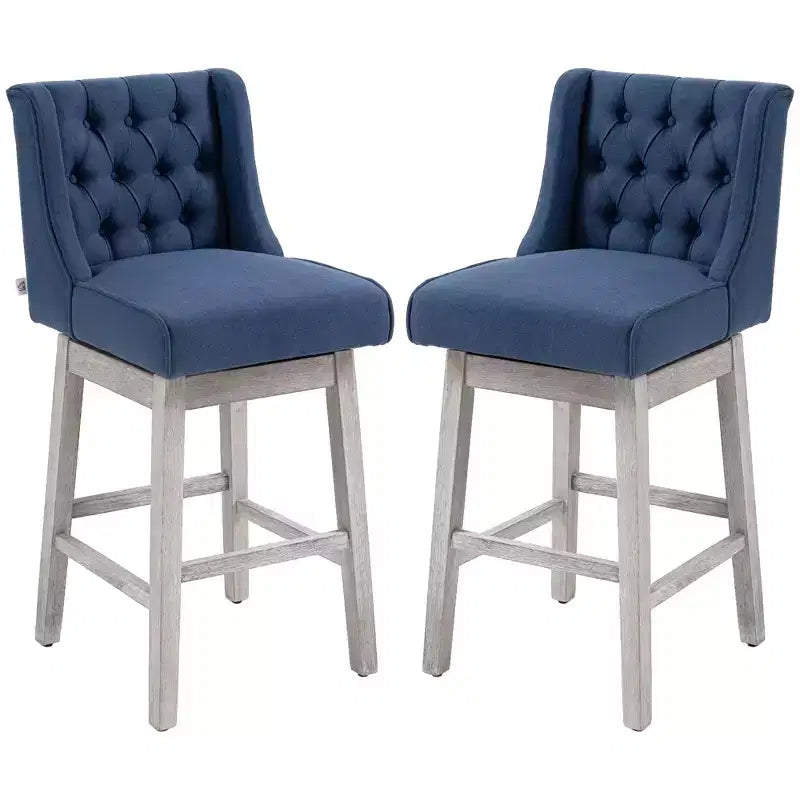 HOMCOM Lot de 2 tabourets de bar à hauteur de bar, tabouret d'îlot de cuisine pivotant à 180 degrés, hauteur d'assise de 76 cm avec repose-pieds en bois, capitonnage à boutons
