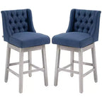 HOMCOM Lot de 2 tabourets de bar à hauteur de bar, tabouret d'îlot de cuisine pivotant à 180 degrés, hauteur d'assise de 76 cm avec repose-pieds en bois, capitonnage à boutons