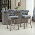 HOMCOM Lot de 2 tabourets de bar à hauteur de bar, tabouret d'îlot de cuisine pivotant à 180 degrés, hauteur d'assise de 76 cm avec repose-pieds en bois, capitonnage à boutons